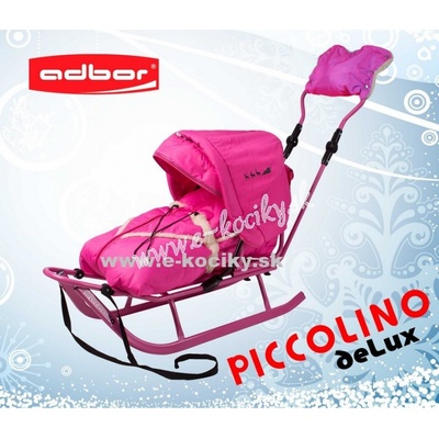 Adbor Piccolino Sánky De Luxe ružová S opierkami S kolieskami