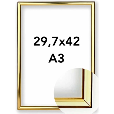 Fotorámeček BF Rozměr: A3 - 29,7 x 42 cm, Barva: Zlatá, Typ zasklení: Plexi