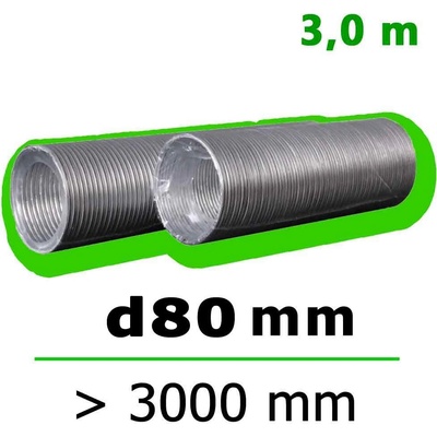 MIKAWI Flexibilné hliníkové potrubie FLEXTUBE d80 3000 mm 59-0515