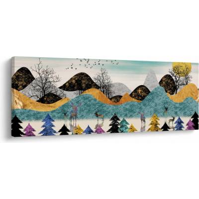 Grafický obraz s jeleny, jednodílný 100x40 cm