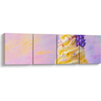 Obraz - Zmrzlina s levanduľou, štvordielne 160x40 cm