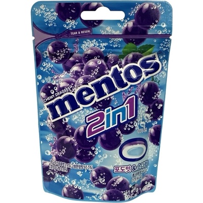Mentos 2in1 Grape Soda Flavor bonbóny s příchutí sodovky a hroznů 45 g