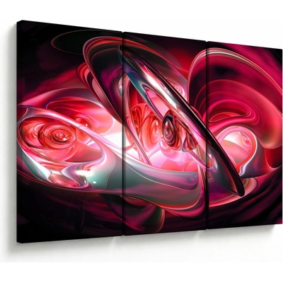 Obraz červených fraktálů, třídílný 120x80 cm