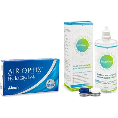 Alcon Air Optix Plus Hydraglyde 6 čoček + Solunate Multi-Purpose 400 ml s pouzdrem – Hledejceny.cz