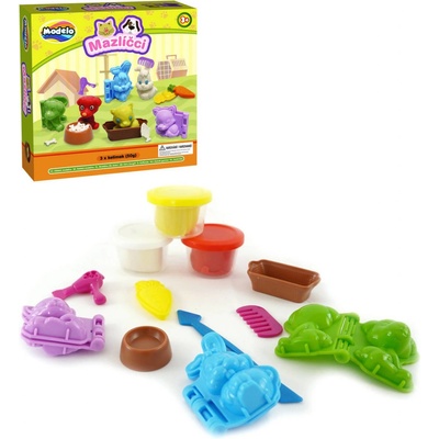 MAC TOYS Mazlíčci herní set modelína 3 kelímky s nástroji v krabici