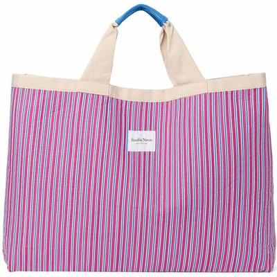 Studio Noos Plážová taška Poplin - Raspberry Striped