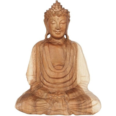 Soška Buddha dřevo 26 cm Dhyan natur