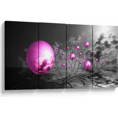 Obraz růžových koulí, Čtyřdílný 160x80 cm