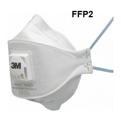 3M 9322+ Aura Filtrační polomaska s výdechovým ventilkem FFP2