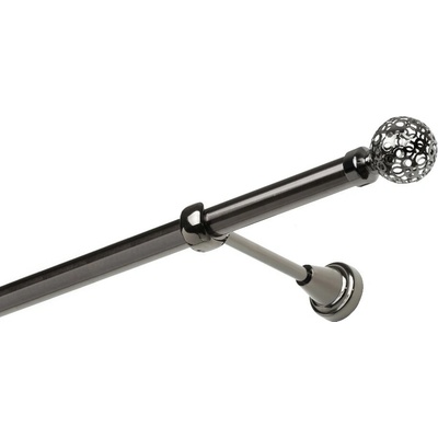 OK-GarnýžeCZ - Garnýž kovová jednořadá 19mm Koule retro onyx 240 cm do stěny / na tunýlek - bez kroužků