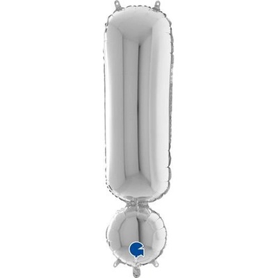 Foliový symbol Vykřičník ! stříbrný 102 cm