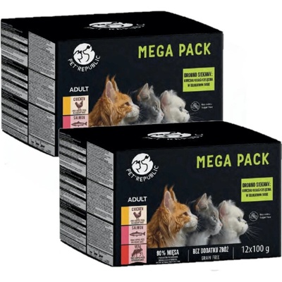 PetRepublic v jemné omáčce MIX 3 příchutě 24 x 100 g