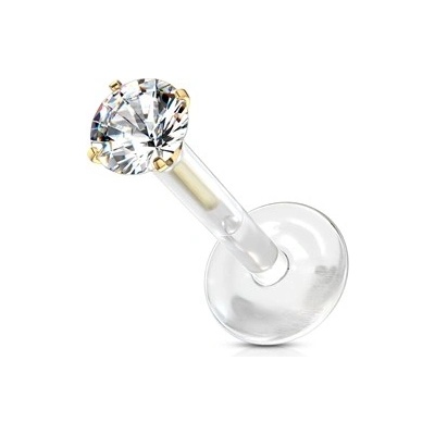 Šperky4U BioFlex piercing do brady čirý zirkon LB0028GDC-1206