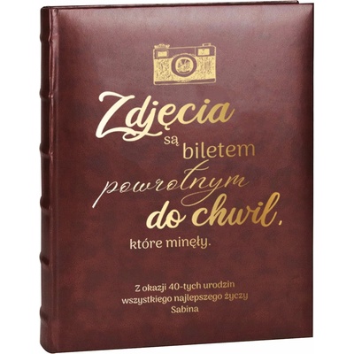 Vkládané fotoalbum Narozeniny 18 20 30 40 50 60 Zlatý potisk Věnování