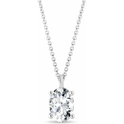 Klenota Náhrdelník z bieleho zlata s oválnym lab grown diamantom N0869752