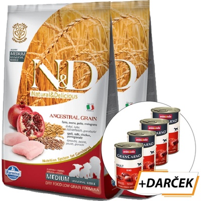 N&D Low Grain Medium & Maxi Chicken Spelt Oats & Pomegranate 2 x 12 kg