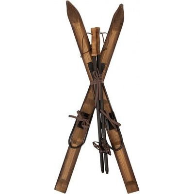 Clayre & Eef Hnědá antik dřevěná dekorace lyže Ski Vintage - 11*4*28 cm