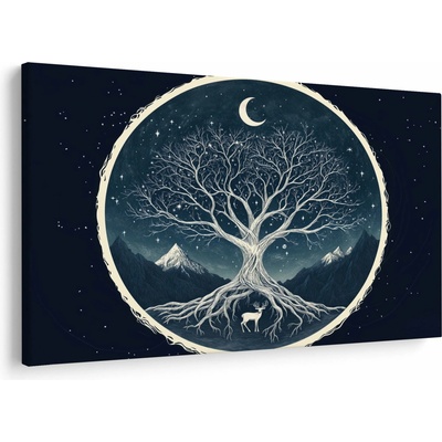 Obraz – Magický strom s jeleňom II., jednodielne 120x80 cm