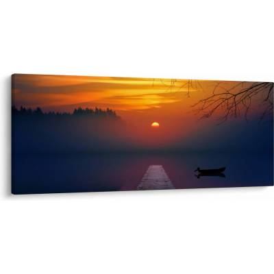 Obraz mostu pri západe slnka, jednodielne 120x50 cm