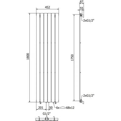 Mexen Boston W213-1800-452-00-70 1800 mm x 452 mm černý