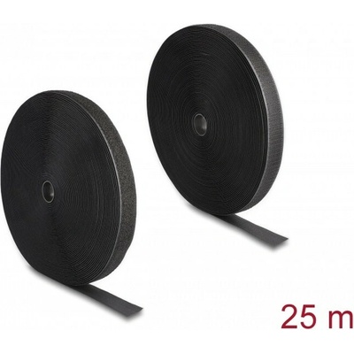 DeLock Vysoko spoľahlivý pásik na suchý zips čierna / 25 mx 25 mm (20853)