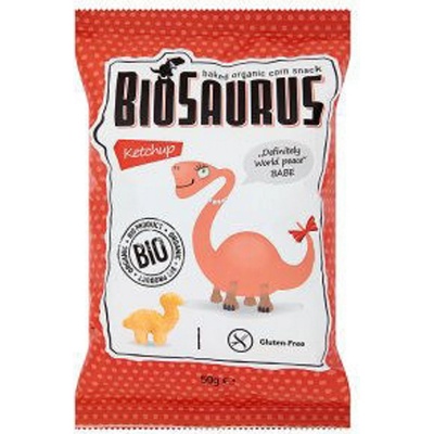 BIOSAURUS Bezlepkové kukuričné chrumky s kečupom BIO 50 g