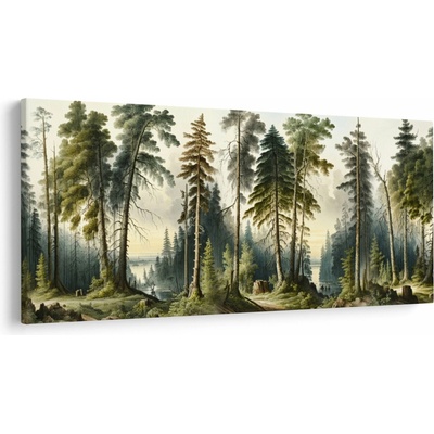 Obraz - Vintage krajina lesov, jednodielne 200x100 cm