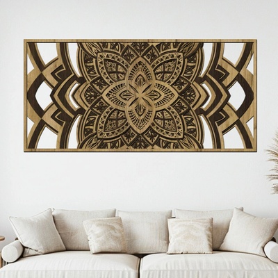 dřevo života 4 vrstvá mandala ODVAHY Zvolte rozměr šxv (cm): 80x39, Zvolte barevný dekor: dub zlatý-wenge