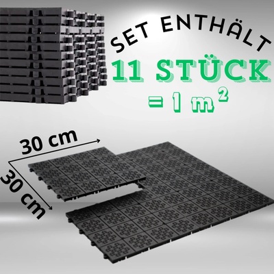 Jipos Tools Zahradní dlažba plastová Atena 30 x 30 cm černá 11 ks