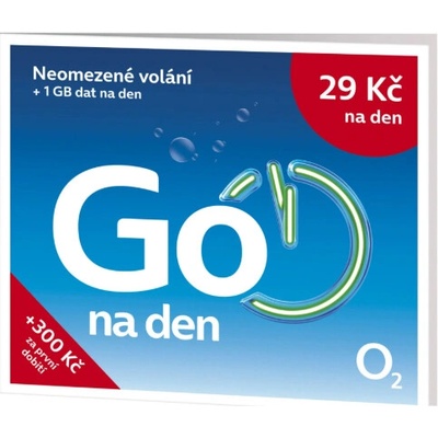 Předplacená SIM karta O2 Go s NEOMEZENÝM VOLÁNÍM + 1GB NA DEN/29 KČ + 50 Kč kredit