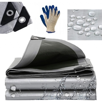 ShopJK krycí plachta STŘÍBRNO ČERNÁ 3 x 5 M 260 g/m²