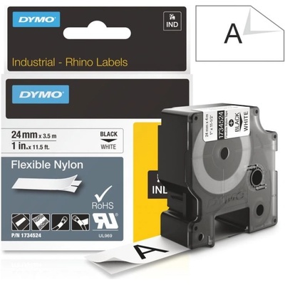 Páska Dymo Rhino nylon, 24mm (1734524) bílá, černý tisk, 3,5m