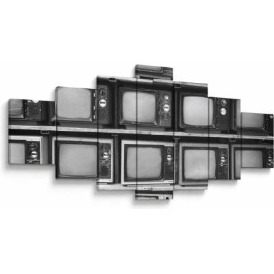Obraz - Retro televízie, sedemdielne 210x100 cm