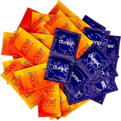 Sada znecitlivujících kondomů Delay pack 72 ks + SE tlumivý lubrikační gel 15 ml + erekční kroužek