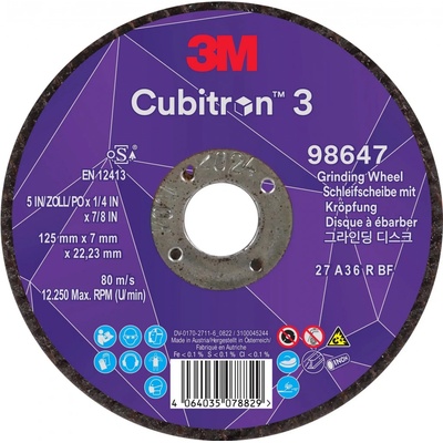 3M Cubitron 3 Brúsny kotúč 125 x 7 x 22,23 mm P36 T27 98647