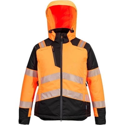 PortWest T162 HI-VIS PW3 dámská reflexní nepromokavá zimní bunda HV oranžová/černá
