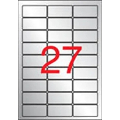 APLI Etikety, 63,5x29,6 mm, polyester, odolné voči poveternostným podmienkam, zaoblené rohy, APLI, striebor, 540 etikiet/bal