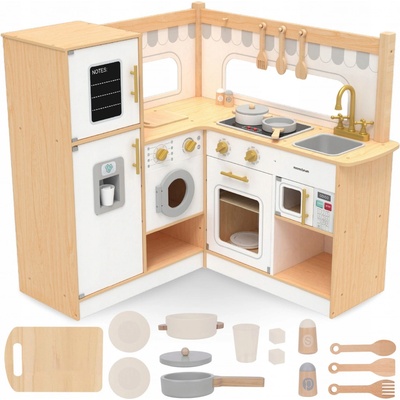 Mamabrum Dřevěná kuchyňka MAM176 Kitchen interaktivní s příslušenstvím pro domácnost Věk 3+