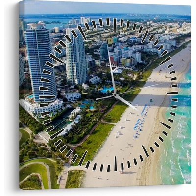 Obraz - Miami, Florida (s hodinami), jednodílný 30x30 cm s hodinami