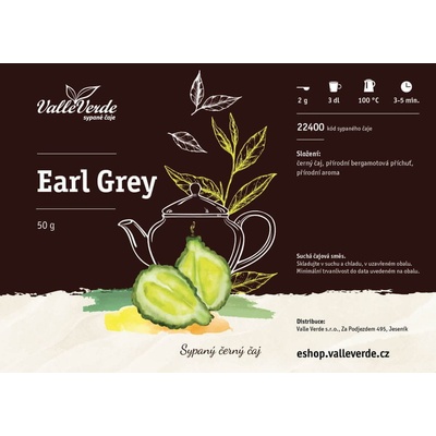 Valle Verde Earl Grey sypaný čaj 50 g