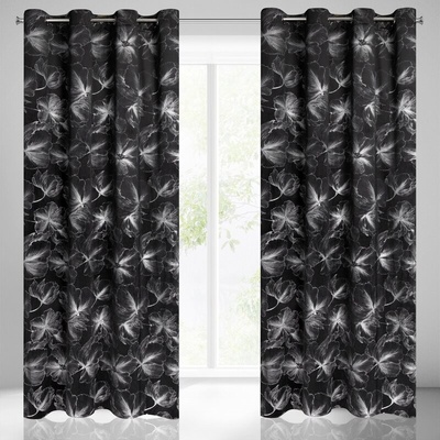 Takoy Závěs STELLA z měkkého sametu se stříbrným květinovým motivem 140 x 250 cm-HF-388312 | 140 x 250 cm