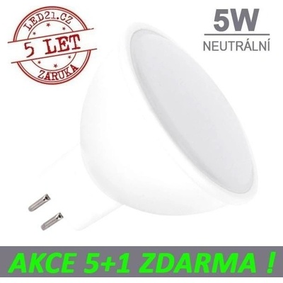 LED21 LED žárovka 5W GU5.3 320lm 12V DC Neutrální bílá, 5+1