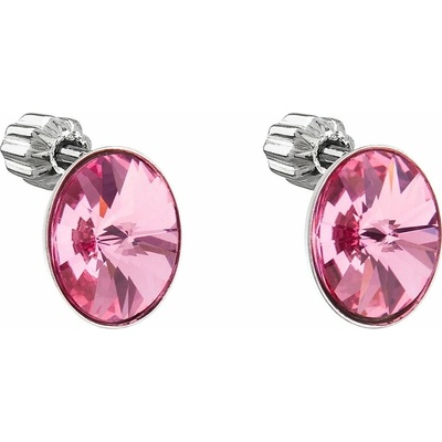 Evolution Group Ružové kôstkové náušnice s kryštálmi Swarovski 31274.3 rose