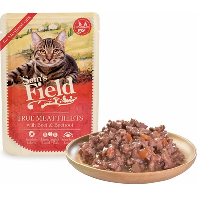 Sam's Field True Meat Fillets Beef & Beetroot for sterilized cats 85 g