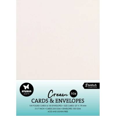 Přání a obálky Studio Light, 12,7x17,8 cm, 10 ks - krémové