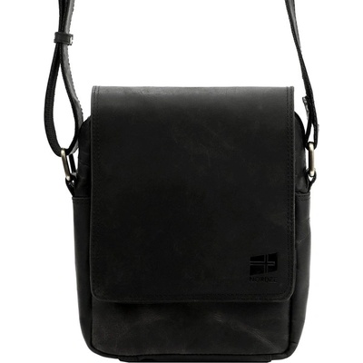 Nordee Středně velká pánská kožená Crossbody taška no. 1402 černá