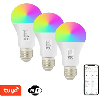 Immax LED žiarovka NEO LITE E27 9W farebná a biela, stmievateľná, WiFi, 3 pack 07712C