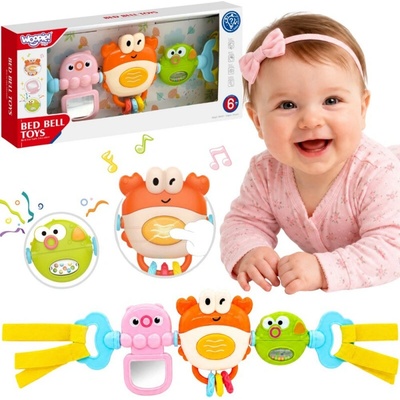 Woopie Baby závěsná hračka na kočárek a postýlku, krab, zrcátko, rybka, 6m+
