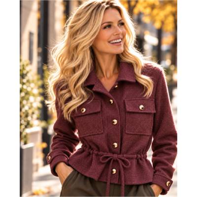 Dámsky kabát 62312 burgundy