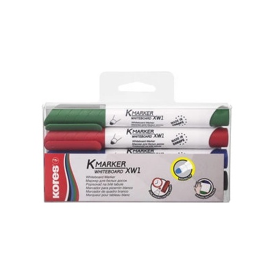 Kores K-MARKER Popisovač na biele tabule a flip charty, okrúhly hrot 3 mm, mix 4 farieb